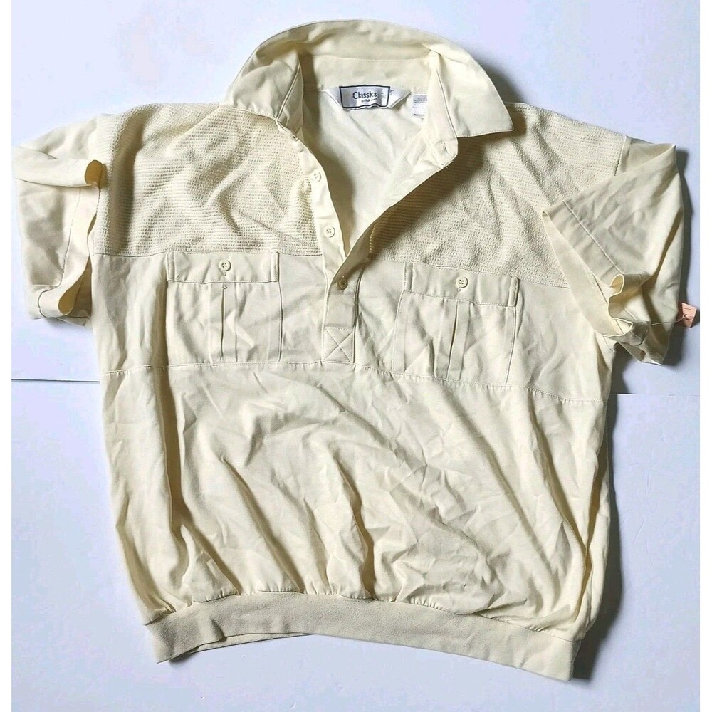 Classics by Palmland Polo Shirt Mens  Yellow Vintage 90s (Large)